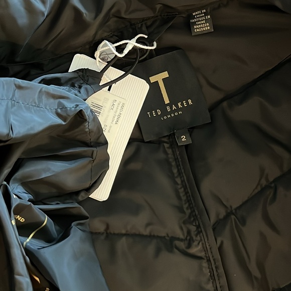 Ted Baker Puffer Zip Up Jacket Brand New With Tags Black Chevron Size 4 - 6 - Picture 4 of 6